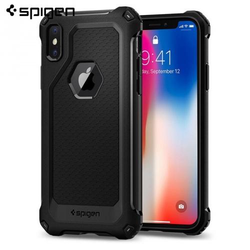 Apple iPhone X 5.8 / Apple iPhone XS 5.8 SPIGEN RUGGED ARMOR EXTRA telefonvédő gumi / szilikon (közepesen ütésálló, légpárnás sarok, karbonminta) FEKETE	