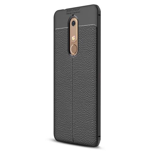 NOKIA 2.1 Telefonvédő gumi / szilikon (bőrhatás, varrás minta) FEKETE	