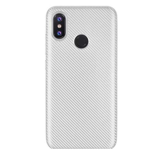 XIAOMI Mi 8 Telefonvédő gumi / szilikon (karbon minta) EZÜST	