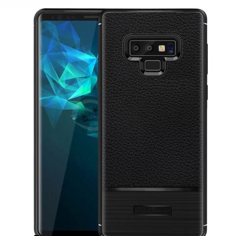 LG K11 K425 (K10 2018) Telefonvédő gumi / szilikon (közepesen ütésálló, bőrhatás, szálcsiszolt) FEKETE	