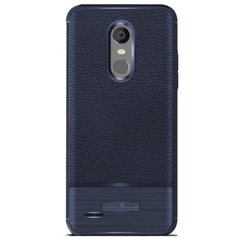 LG K11 K425 (K10 2018) Telefonvédő gumi / szilikon (közepesen ütésálló, bőrhatás, szálcsiszolt) SÖTÉTKÉK	