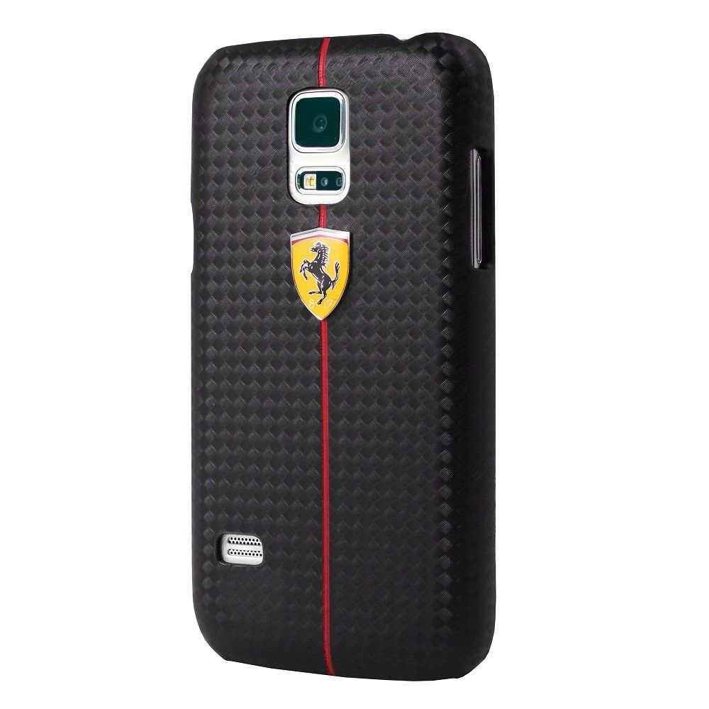 Samsung Galaxy S V. (SM-G900) FERRARI műanyag hátlap, Karbon minta, FEKETE