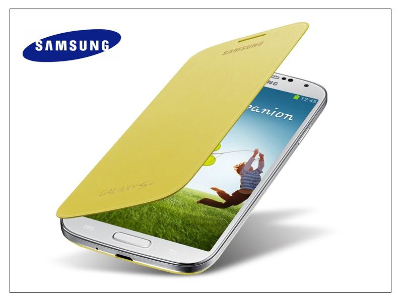 SAMSUNG Galaxy S4 (GT-I9500) Műanyag telefonvédő (oldalra nyíló) FLIP, CITROMSÁRGA (EF-FI950BYEGWW)