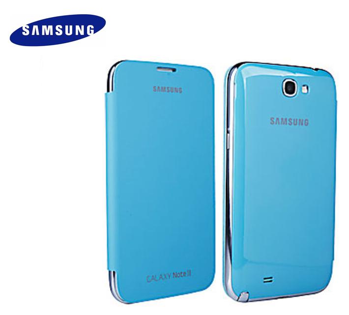 SAMSUNG Galaxy Note II (GT-N7100) Műanyag telefonvédő (oldalra nyíló) FLIP, VILÁGOSKÉK (NFC-s)
