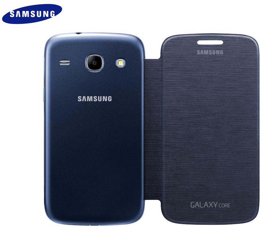 Samsung Galaxy Core (GT-I8260) Műanyag telefonvédő (FLIP, oldalra nyíló) SÖTÉTKÉK (EF-FI826BLEGWW)