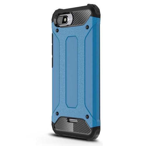 XIAOMI Redmi 6A Defender műanyag telefonvédő (közepesen ütésálló, gumi / szilikon belső, fémhatás) KÉK	