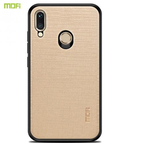 HUAWEI P20 Lite MOFI BRIGHT SHIELD műanyag telefonvédő (szilikon keret, textil hátlap) ARANY	