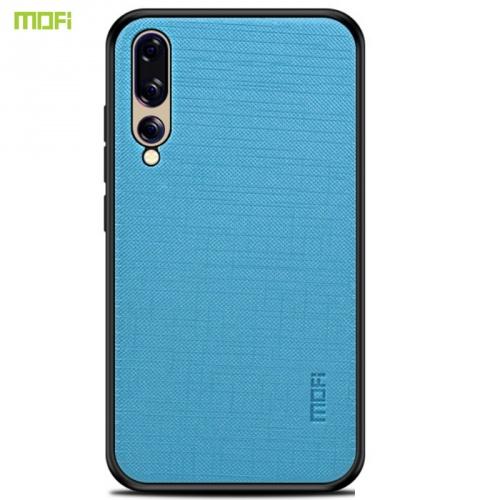 HUAWEI P20 Pro MOFI BRIGHT SHIELD műanyag telefonvédő (szilikon keret, textil hátlap) KÉK	