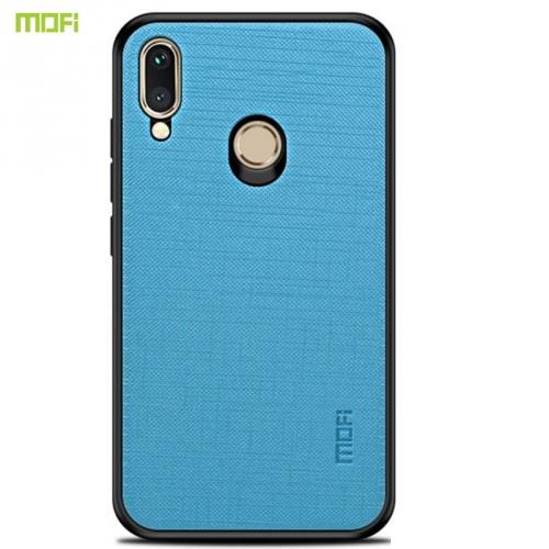 HUAWEI P20 Lite MOFI BRIGHT SHIELD műanyag telefonvédő (szilikon keret, textil hátlap) KÉK	