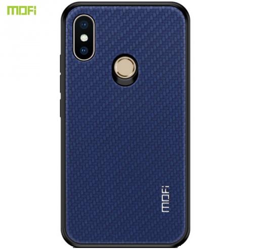 XIAOMI Mi 8 SE MOFI HONOR műanyag telefonvédő (szilikon keret, bőr hátlap, fonott minta) SÖTÉTKÉK	