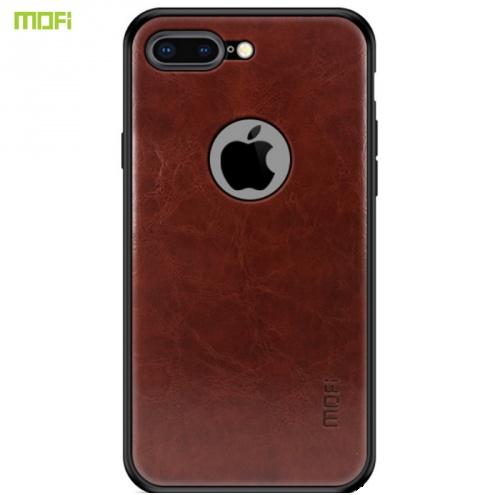 APPLE IPhone 7 4.7 /APPLE IPhone 8 4.7 MOFI műanyag telefonvédő (szilikon keret, bőr hátlap) SÖTÉTBARNA	