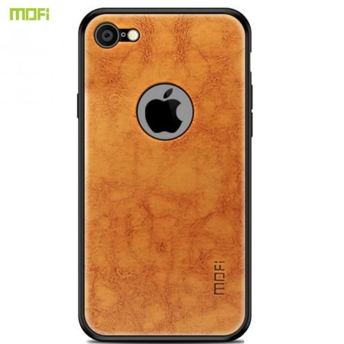 APPLE IPhone 7 4.7 /APPLE IPhone 8 4.7 MOFI műanyag telefonvédő (szilikon keret, bőr hátlap) VILÁGOSBARNA	