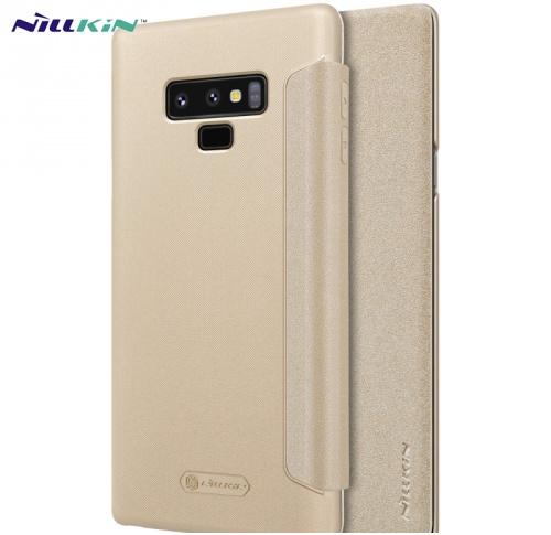 SAMSUNG Galaxy Note 9 (SM-N960F) NILLKIN SPARKLE műanyag telefonvédő (mikroszálas bőr flip, oldalra nyíló) ARANY	