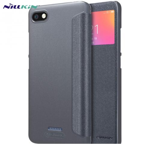 XIAOMI Redmi 6A NILLKIN SPARKLE műanyag telefonvédő (mikroszálas bőr flip, oldalra nyíló, S-View Cover) FEKETE	