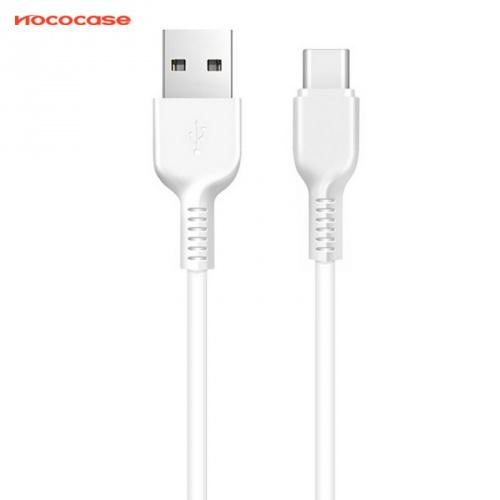 HOCO X20 adatátvitel adatkábel és töltő (Type-C, 100 cm, törésgátló, gyorstöltés támogatás) FEHÉR