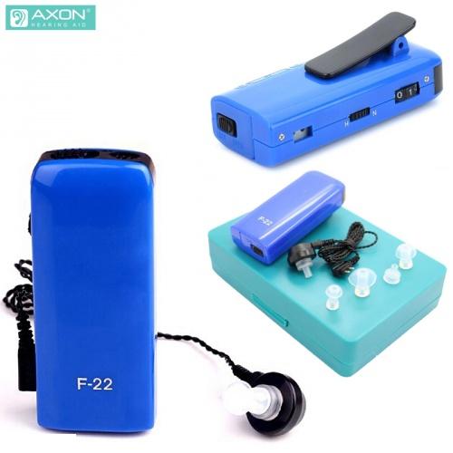AXON hallókészülék (fül mögötti vezeték, hangerőszabályzó, hallást javító, AA elem nélkül!) KÉK	