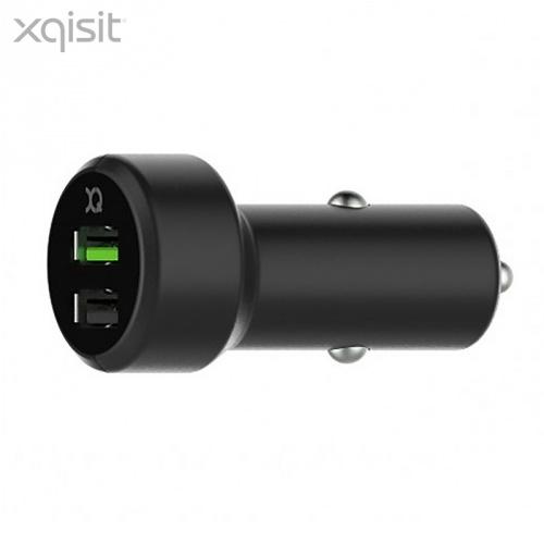 XQISIT szivargyújtó töltő/autós töltő 2 x USB aljzat (5V / 5400mA, 12/24 V, gyorstöltés támogatás, QC támogatás) FEKETE	