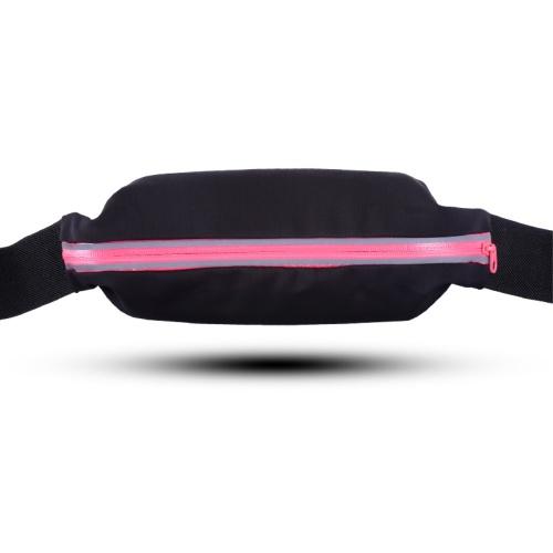 Tok fekvő (derékra rögzíthető övtáska, cipzáras, vízálló, sportoláshoz) FEKETE / RÓZSASZÍN	