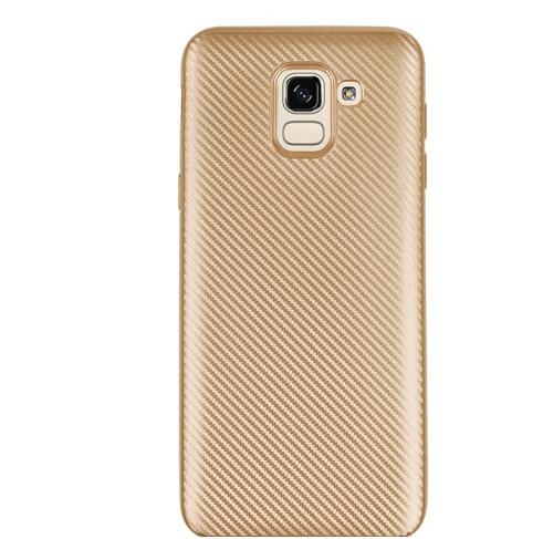 SAMSUNG Galaxy J6 (2018) J600F Telefonvédő gumi / szilikon (karbon minta) ARANY	