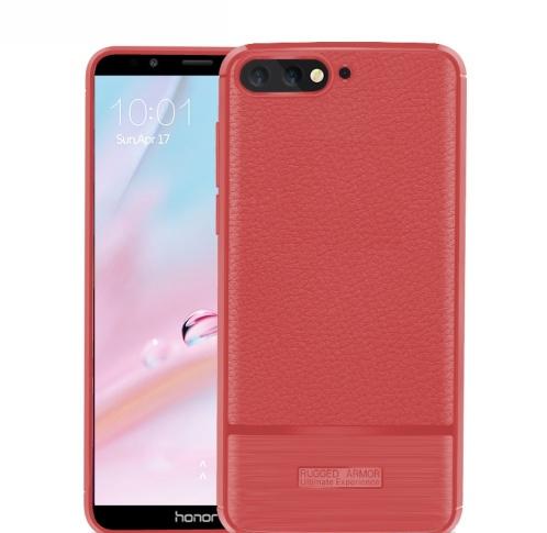 HUAWEI Y6 (2018) Telefonvédő gumi / szilikon (közepesen ütésálló, bőrhatás, szálcsiszolt) PIROS	