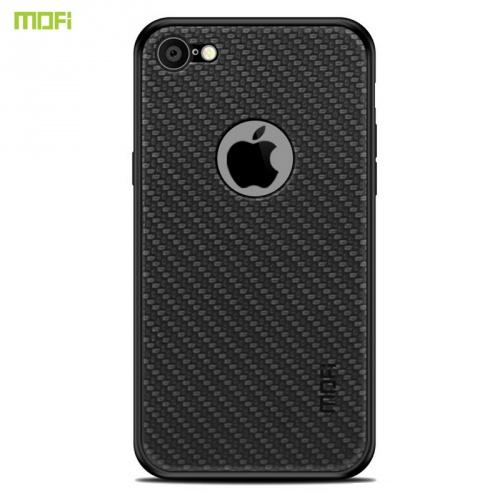 APPLE IPhone 8 4.7 MOFI HONOR műanyag telefonvédő (szilikon keret, bőr hátlap, fonott minta, logo kivágás) FEKETE	