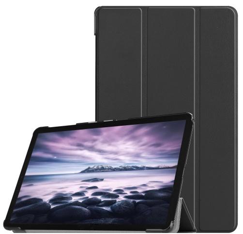 SAMSUNG Galaxy Tab A 10.5 LTE (2018) SM-T595 /SAMSUNG Galaxy Tab A 10.5 WIFI (2018) SM-T590 Tok álló, bőr (aktív flip, oldalra nyíló, TRIFOLD asztali tartó funkció) FEKETE	