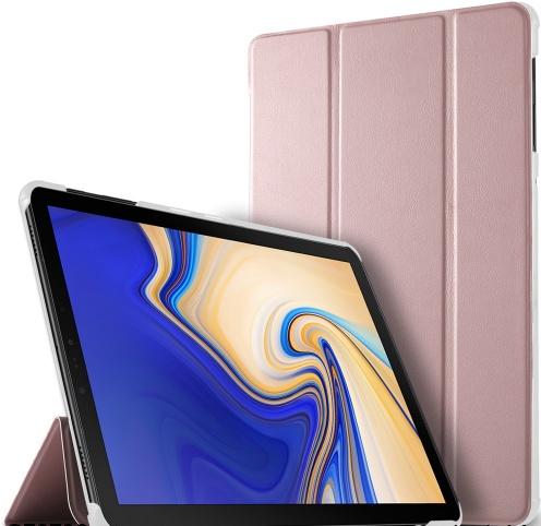 SAMSUNG Galaxy Tab S4 10.5 LTE (SM-T835) /SAMSUNG Galaxy Tab S4 10.5 WIFI (SM-T830) Tok álló, bőr hatású (aktív flip, oldalra nyíló, TRIFOLD asztali tartó funkció) ROZÉARANY