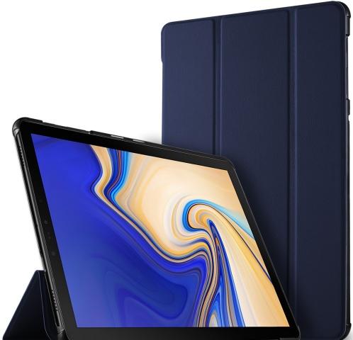 SAMSUNG Galaxy Tab S4 10.5 LTE (SM-T835) /SAMSUNG Galaxy Tab S4 10.5 WIFI (SM-T830) Tok álló, bőr hatású (aktív flip, oldalra nyíló, TRIFOLD asztali tartó funkció) SÖTÉTKÉK
