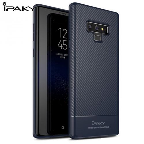 SAMSUNG Galaxy Note 9 (SM-N960F) IPAKY telefonvédő gumi / szilikon (ultravékony, karbonminta) SÖTÉTKÉK	