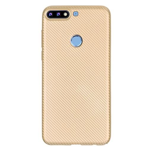 HUAWEI Y7 Prime 2018 (Y7 2018) Telefonvédő gumi / szilikon (karbon minta) ARANY	