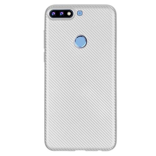 HUAWEI Y7 Prime 2018 (Y7 2018) Telefonvédő gumi / szilikon (karbon minta) EZÜST	