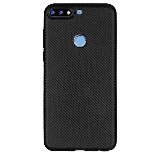 HUAWEI Y7 Prime 2018 (Y7 2018) Telefonvédő gumi / szilikon (karbon minta) FEKETE	