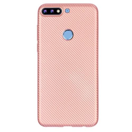 HUAWEI Y7 Prime 2018 (Y7 2018) Telefonvédő gumi / szilikon (karbon minta) ROZÉARANY	