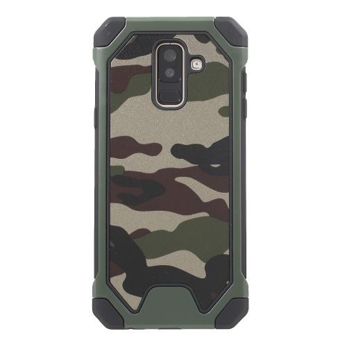 SAMSUNG Galaxy A6+ (2018) SM-A605F Telefonvédő gumi / szilikon (műanyag keret, bőrhatás, terepminta) ZÖLD	