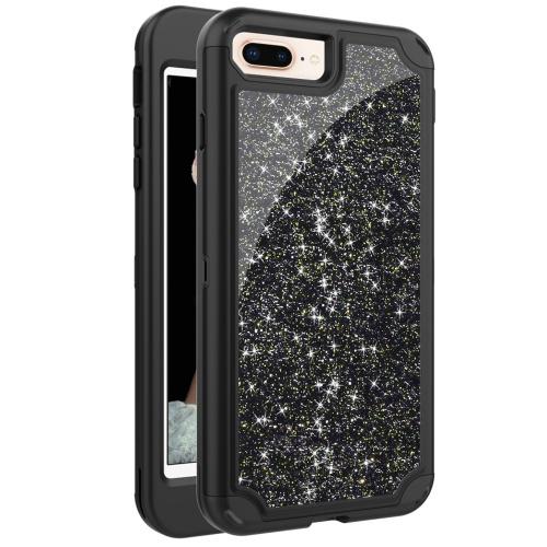 APPLE IPhone 7 Plus 5.5 /APPLE IPhone 8 Plus 5.5 Defender műanyag telefonvédő (ütésálló, gumi / szilikon belső, közepesen ütésálló, flitteres) FEKETE	