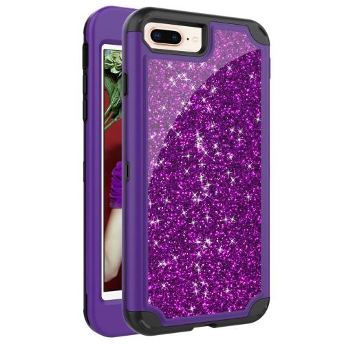 APPLE IPhone 7 Plus 5.5 /APPLE IPhone 8 Plus 5.5 Defender műanyag telefonvédő (ütésálló, gumi / szilikon belső, közepesen ütésálló, flitteres) LILA	