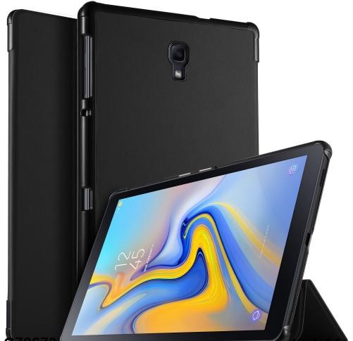 SAMSUNG Galaxy Tab A 10.5 LTE (2018) SM-T595 /SAMSUNG Galaxy Tab A 10.5 WIFI (2018) SM-T590 Tok álló, bőr hatású (aktív flip, oldalra nyíló, TRIFOLD asztali tartó funkció) FEKETE