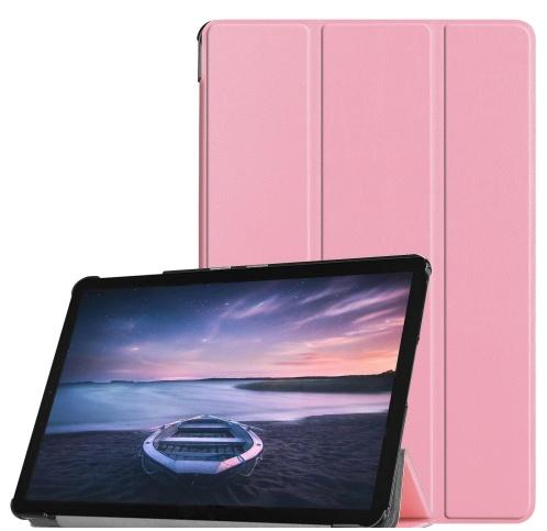 SAMSUNG Galaxy Tab S4 10.5 LTE (SM-T835) /SAMSUNG Galaxy Tab S4 10.5 WIFI (SM-T830) Tok álló, bőr hatású (FLIP, oldalra nyíló, TRIFOLD asztali tartó funkció) RÓZSASZÍN