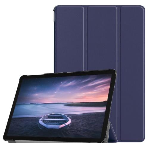 SAMSUNG Galaxy Tab S4 10.5 LTE (SM-T835) /SAMSUNG Galaxy Tab S4 10.5 WIFI (SM-T830) Tok álló, bőr hatású (FLIP, oldalra nyíló, TRIFOLD asztali tartó funkció) SÖTÉTKÉK