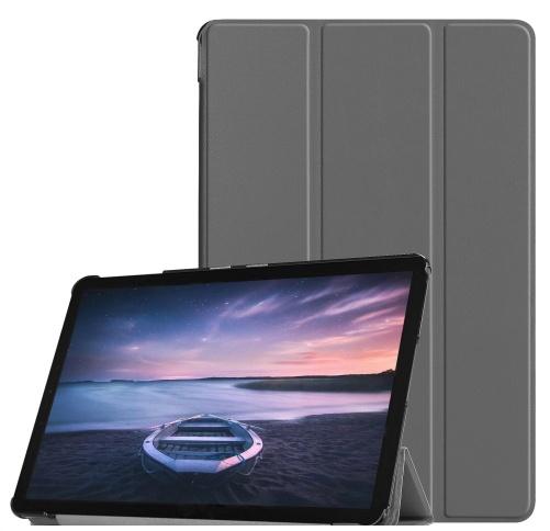 SAMSUNG Galaxy Tab S4 10.5 LTE (SM-T835) /SAMSUNG Galaxy Tab S4 10.5 WIFI (SM-T830) Tok álló, bőr hatású (FLIP, oldalra nyíló, TRIFOLD asztali tartó funkció) SZÜRKE