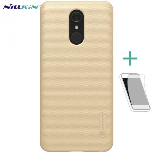 LG Q7 (X210) NILLKIN SUPER FROSTED műanyag telefonvédő (gumírozott, érdes felület, képernyővédő fólia, tisztítókendő) ARANY	