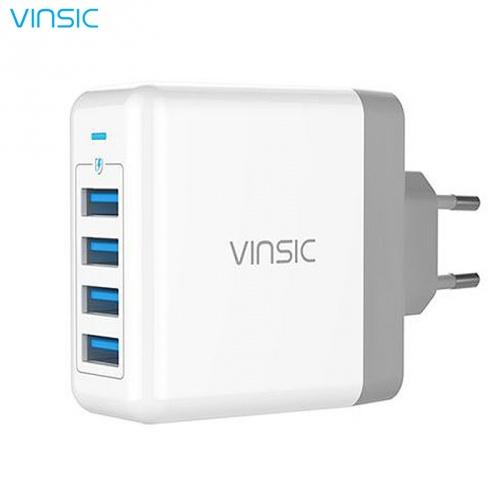 VINSIC hálózati töltő 4 x USB aljzat (4 x 5V / 2400mA, kábel nélkül) FEHÉR	