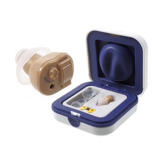 Hallókészülék (fül mögötti vezeték nélküli, hangerőszabályzó, hallást javító, zajszűrő, 3 fülgumi, 2 elem) BÉZS	