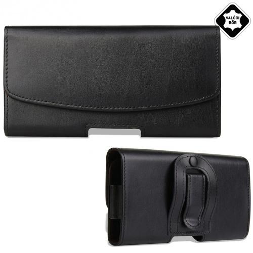 Tok fekvő, valódi bőr (övre fűzhető, övcsipesz, 4.7 - 5.1'' méret) FEKETE