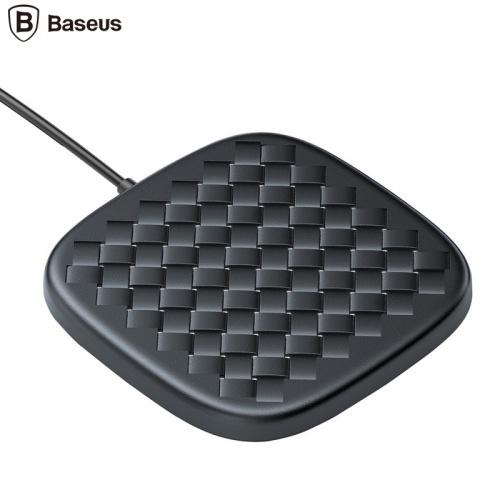 BASEUS BV hálózati töltő állomás (vezeték nélküli töltés, QI Wireless, gyorstöltés támogatás, fonott minta) FEKETE	