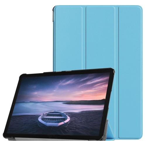 SAMSUNG Galaxy Tab S4 10.5 LTE (SM-T835) /SAMSUNG Galaxy Tab S4 10.5 WIFI (SM-T830) Tok álló, bőr hatású (FLIP, oldalra nyíló, TRIFOLD asztali tartó funkció) VILÁGOSKÉK