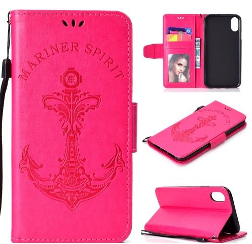 APPLE IPhone XS Max 6.5 Tok álló, bőr (FLIP, oldalra nyíló, asztali tartó funkció, csuklópánt, vasmacska minta) RÓZSASZÍN	