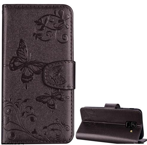 SAMSUNG Galaxy Note 9 (SM-N960F) Tok álló, bőr (FLIP, oldalra nyíló, asztali tartó funkció, tükör, pillangó minta) ARANYBARNA	