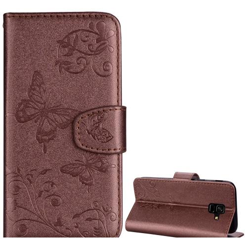 SAMSUNG Galaxy Note 9 (SM-N960F) Tok álló, bőr (FLIP, oldalra nyíló, asztali tartó funkció, tükör, pillangó minta) BRONZ	