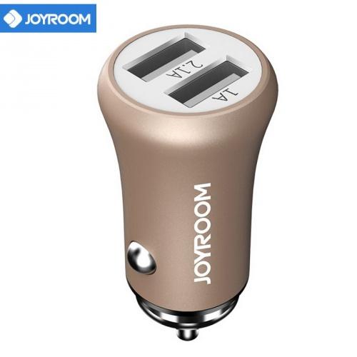 JOYROOM szivargyújtó töltő/autós töltő 2 x USB aljzat (5V / 3100mA, 12 /24 V, kábel nélkül) ARANY	